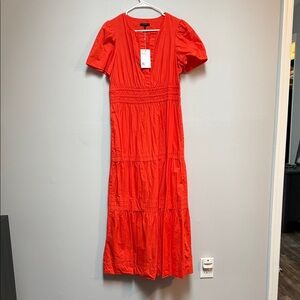 Quince Vibrant Orange Midi Dress